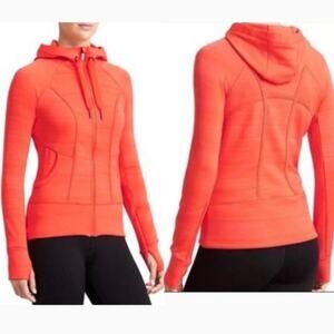 ATHLETA | Full-Zip Hooded Sweatshirt Neon Orange Small